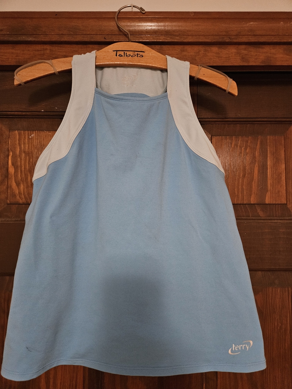 Terry Light Blue Racerback Athletic Tank with White Panels